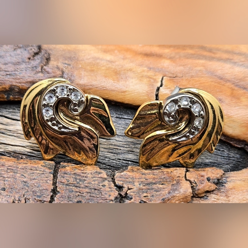 Avon 2-in-1 Earrings 2-tone (Gold & Silver) Design Wearable in 2 Different Ways